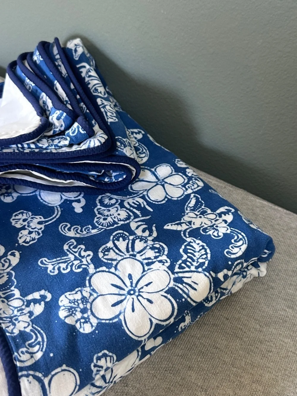 Batik Indigo & White Hand-Blocked Design Twin Duvet Covers: Set of 2
